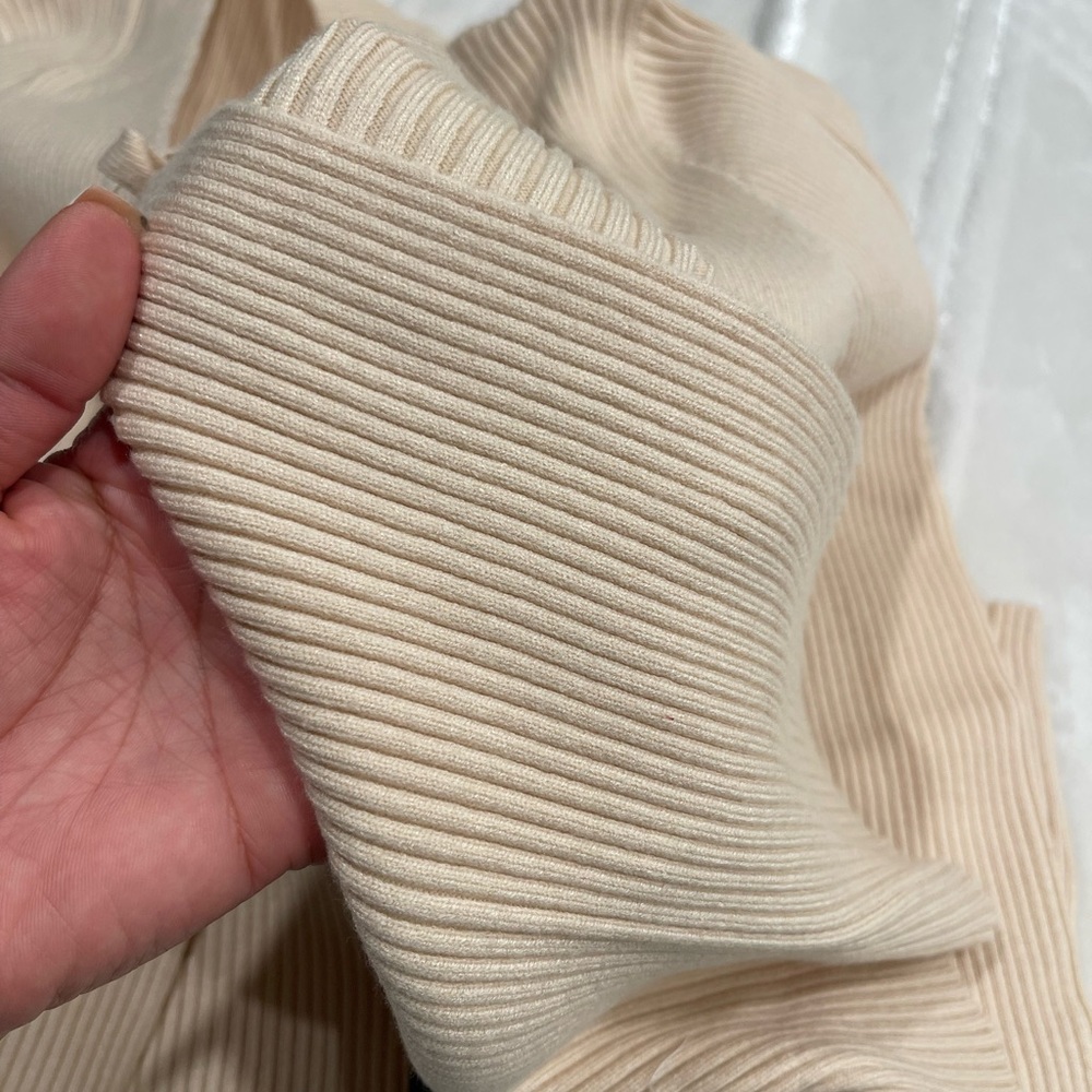 Cream Ribbed Tie-Front Cardigan - Picture 5 of 7